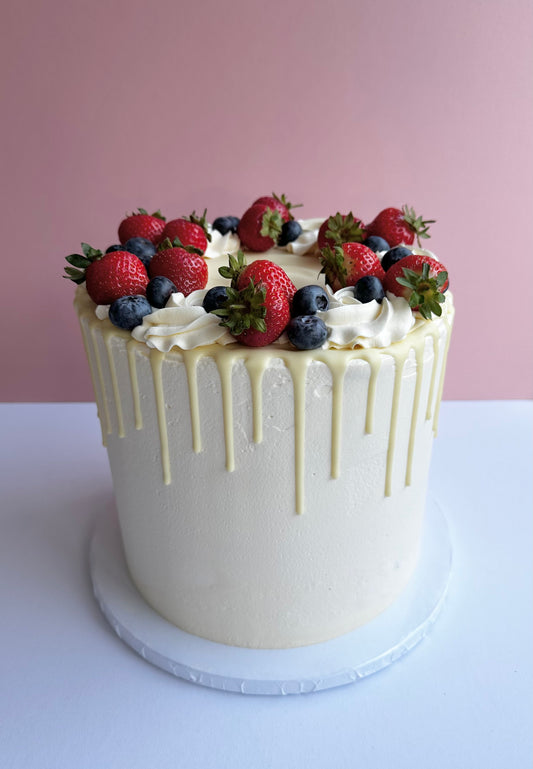 Luxury Fresh Cream White Chocolate Berry Drip Cake