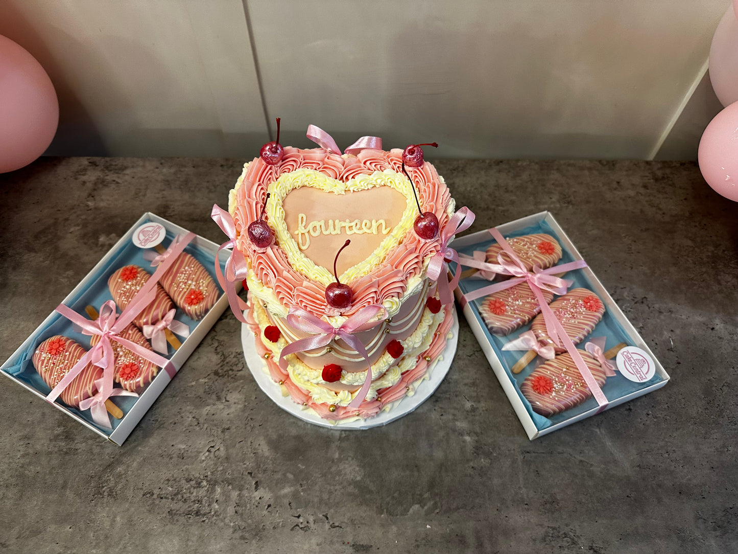 Vintage Ribbon Heart Cake